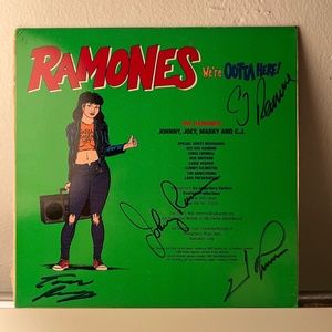The Ramones “We’re Outta Here!” Cover signed